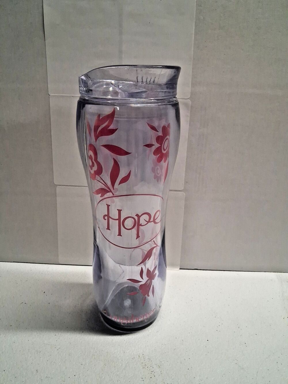 Longaberger "Hope" 20 oz. Curved, Double Wall Insulated 9.5" Hot or Cold Tumbler